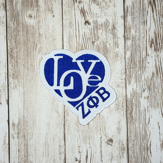 LOVE Heart ZPhiB Letters Iron On Patch Large - Small