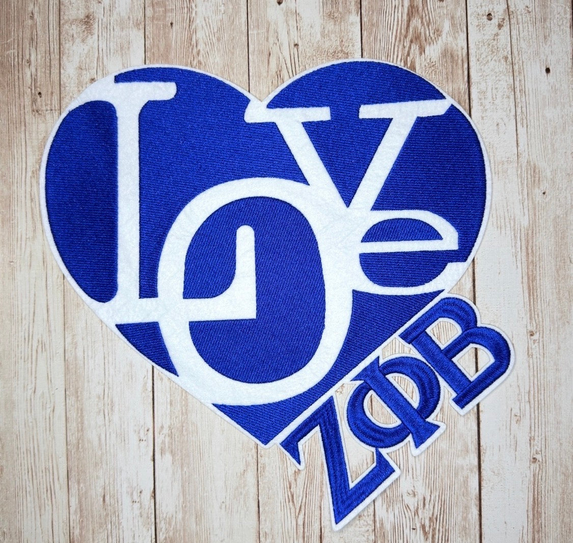LOVE Heart ZPhiB Letters Iron On Patch Large - Large