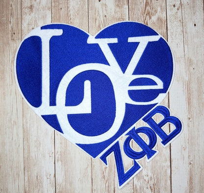 LOVE Heart ZPhiB Letters Iron On Patch Large - Large