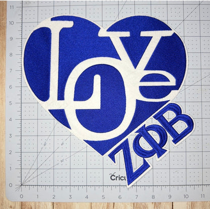 LOVE Heart ZPhiB Letters Iron On Patch Large - Large