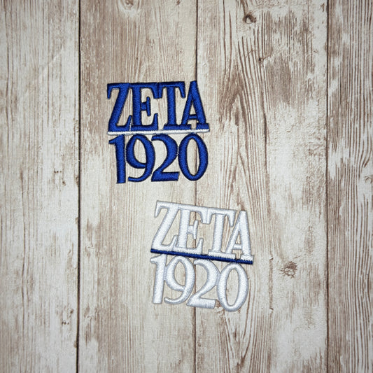Zeta 1920 Stacked Iron On Patch - 2 Colors