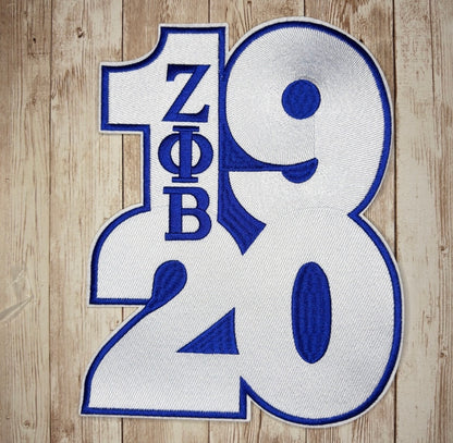 1920 Zeta Phi Beta Block Numbers Iron On Patch - Two Sizes