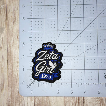Crowned Zeta Girl with Dove Iron On Patch