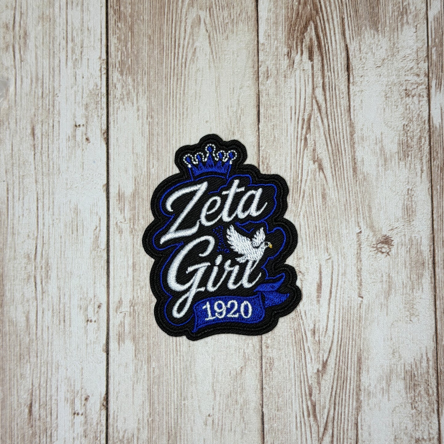 Crowned Zeta Girl with Dove Iron On Patch
