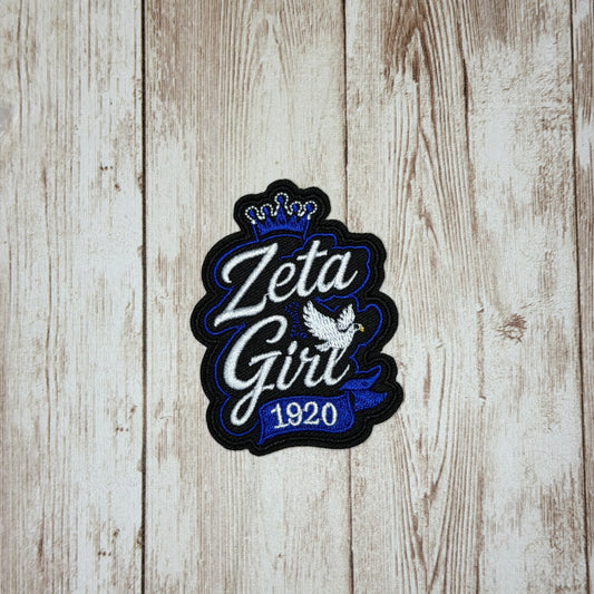 Crowned Zeta Girl with Dove Iron On Patch