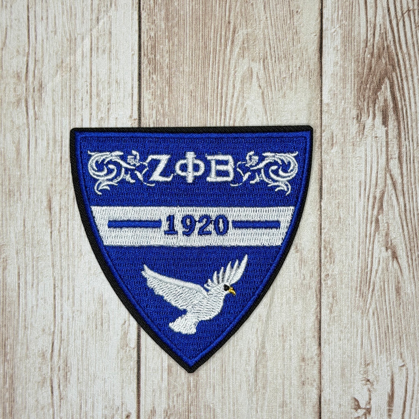 Triangle Zeta Phi Beta Badge with Dove Iron On Patch