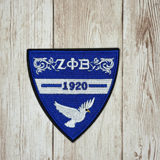 Triangle Zeta Phi Beta Badge with Dove Iron On Patch