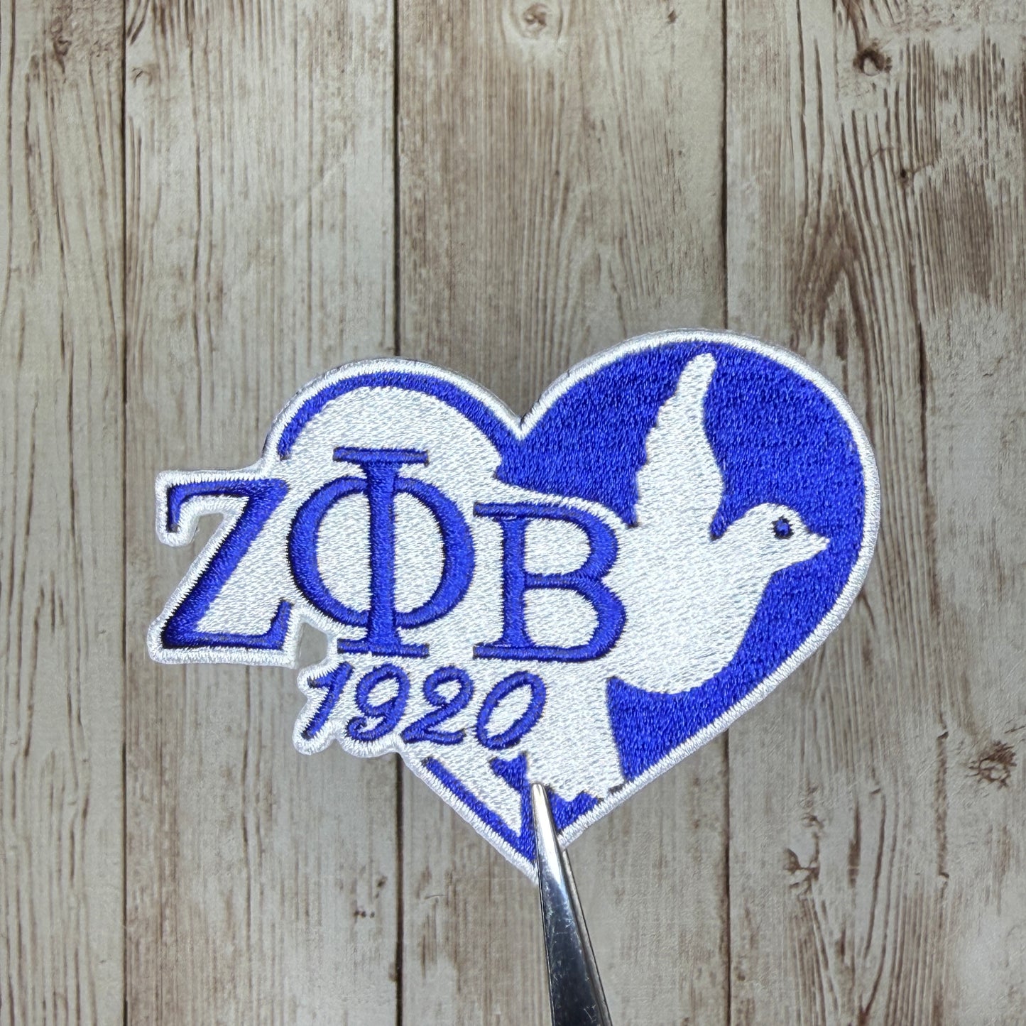 Zeta Phi Beta 1920 Heart with Dove Iron On Patch