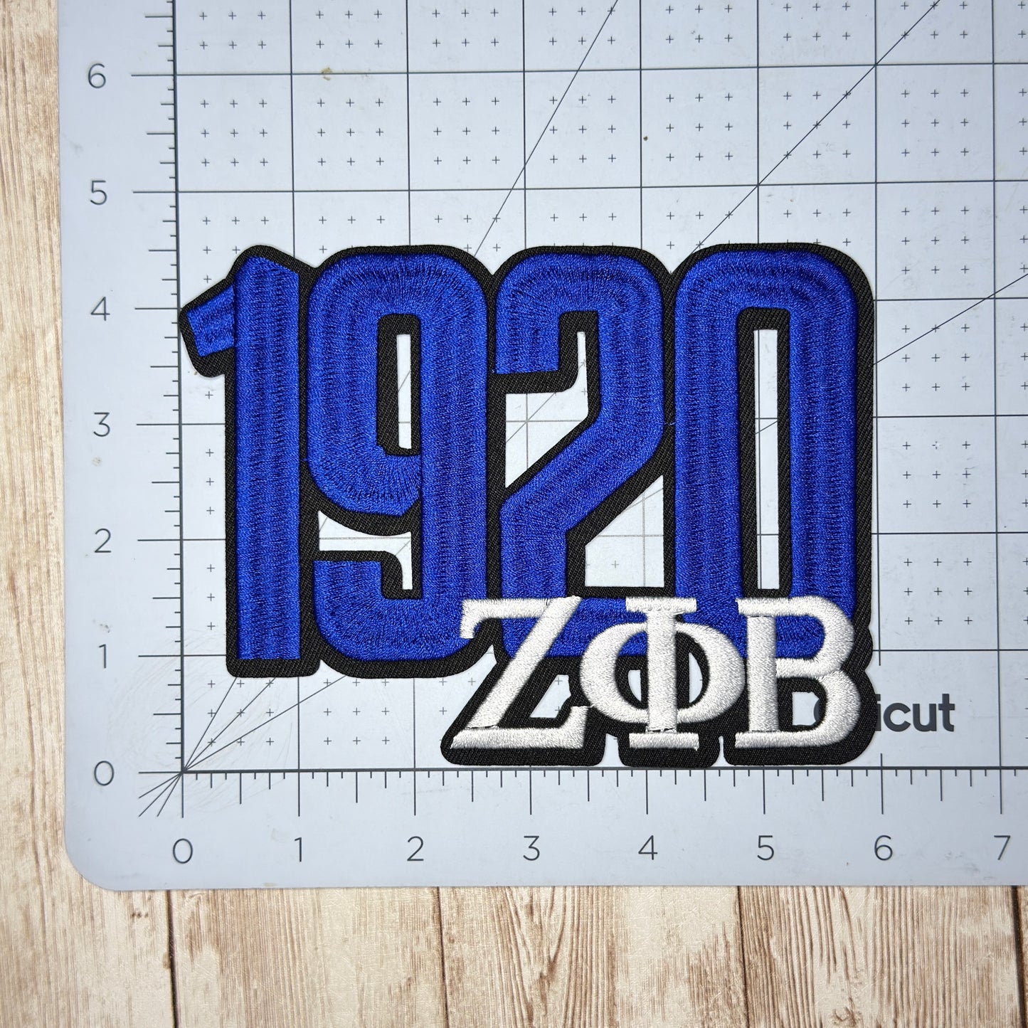 1920 Zeta Phi Beta Stacked Iron On Patch - Medium