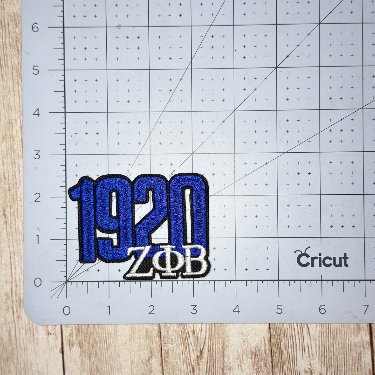 1920 Zeta Phi Beta Stacked Iron On Patch -Small