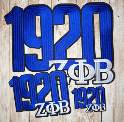 1920 Zeta Phi Beta Stacked Iron On Patch - Large