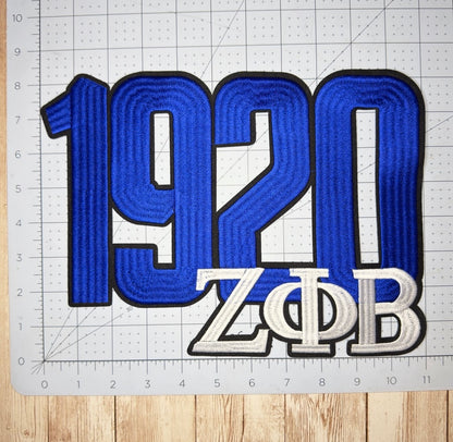 1920 Zeta Phi Beta Stacked Iron On Patch - Large