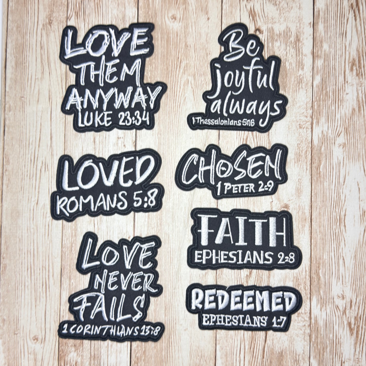 Black and White Bible Affirmations Iron On Patches - Multiple Styles