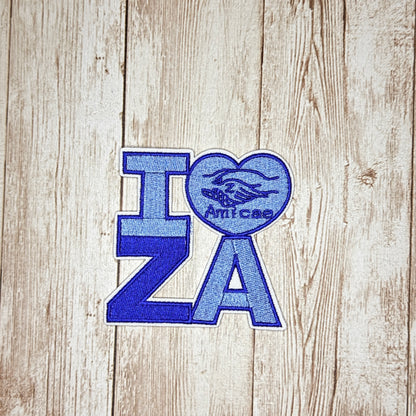 I Love Zeta Amicae Heart Square Iron On Patch - Small