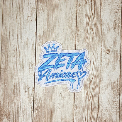 Zeta Amicae with Heart Iron On Patch - Small