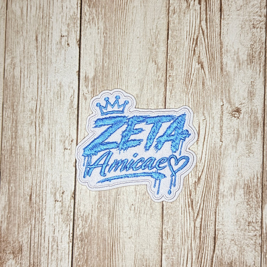 Zeta Amicae with Heart Iron On Patch - Small