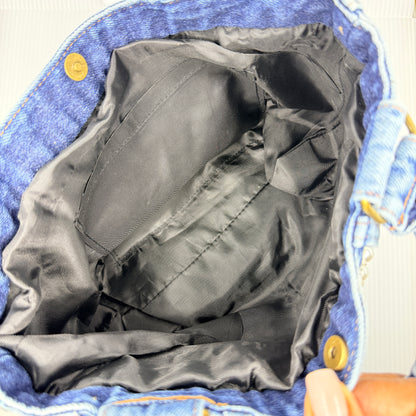 Finer Womanhood Zeta Denim Junk Bag | Royal Blue & White Patch Bags