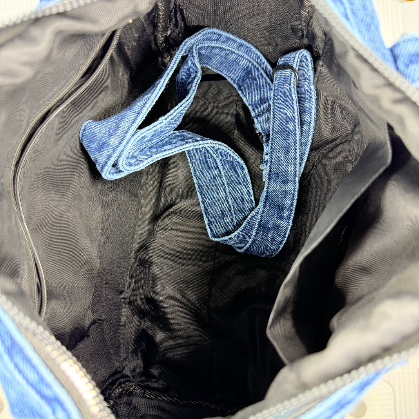 Zeta 1920 Denim Junk Bag | Royal Blue & White Patch Bag
