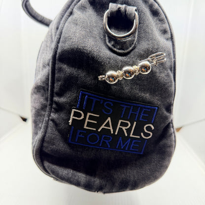 Zeta Bling Denim Junk Bag | Royal Blue & White Patch Bags