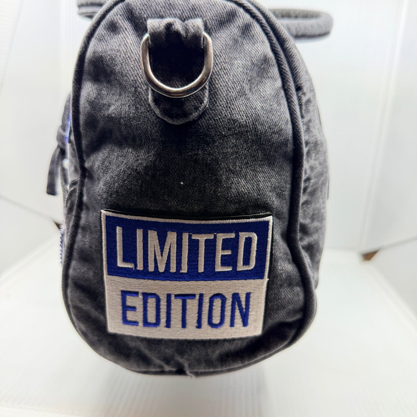 Zeta Bling Denim Junk Bag | Royal Blue & White Patch Bags