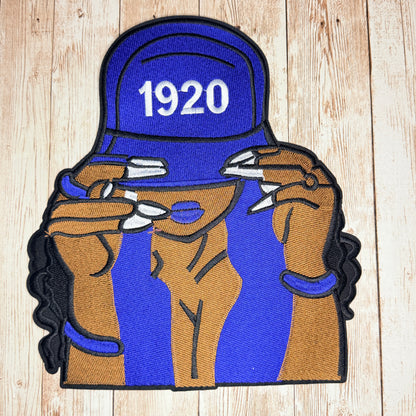 Woman in 1920 Baseball Cap Iron On Patch - Three Styles