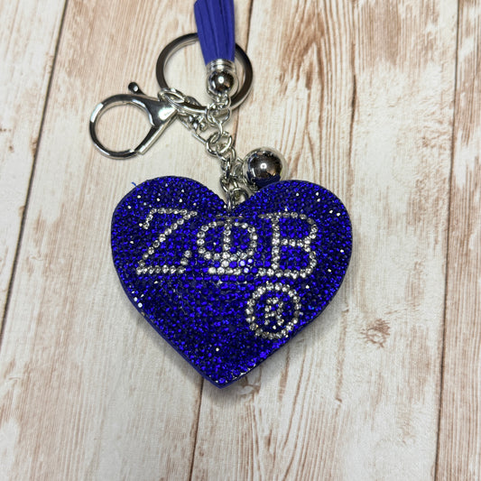 Zeta Phi Beta Greek Letter Heart Shaped Key Chain/Charm