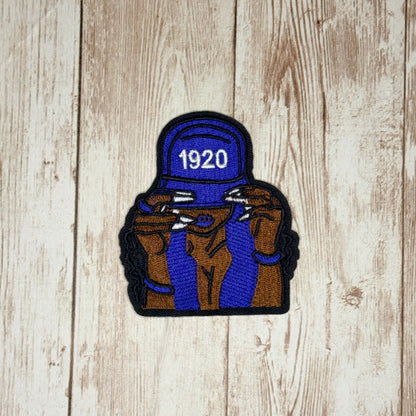 Woman in 1920 Baseball Cap Iron On Patch - Three Styles