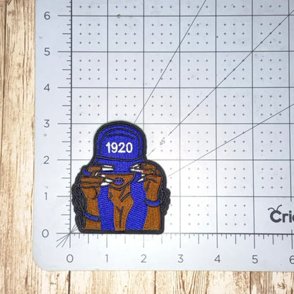 Woman in 1920 Baseball Cap Iron On Patch - Three Styles