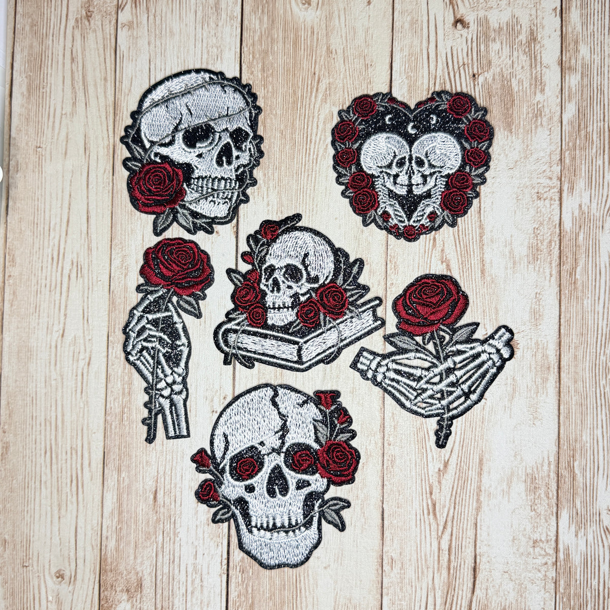 Dark Romance Love & Skulls Iron-on Patch Bundle