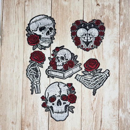 Dark Romance Love & Skulls Iron-on Patch Bundle