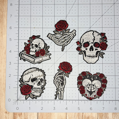 Dark Romance Love & Skulls Iron-on Patch Bundle