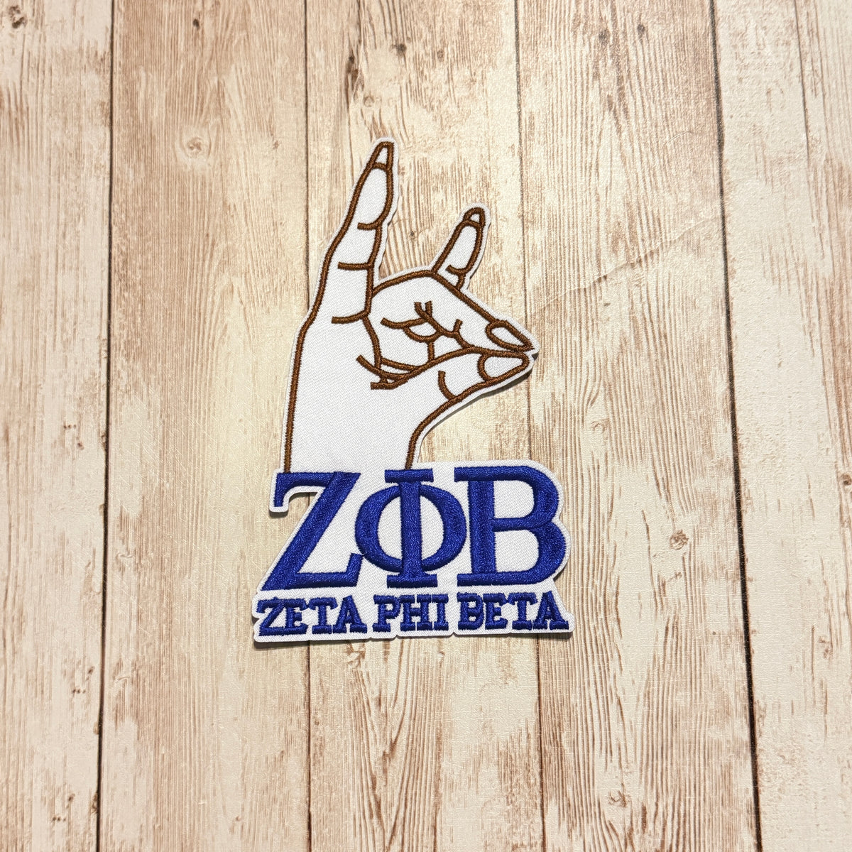Zeta Phi Beta Dove Hand Sign Iron On Patch - Medium Size