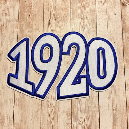 1920 Blue Trim Iron On Patch - Large