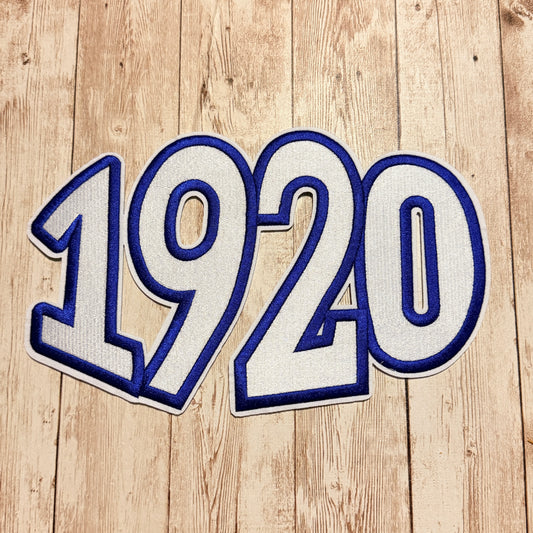 1920 Blue Trim Iron On Patch - Large