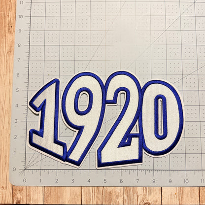 1920 Blue Trim Iron On Patch - Large