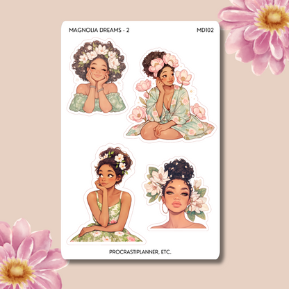 Magnolia Dreams Floral | Seasonal Aesthetic Stickers for Journals and Planners