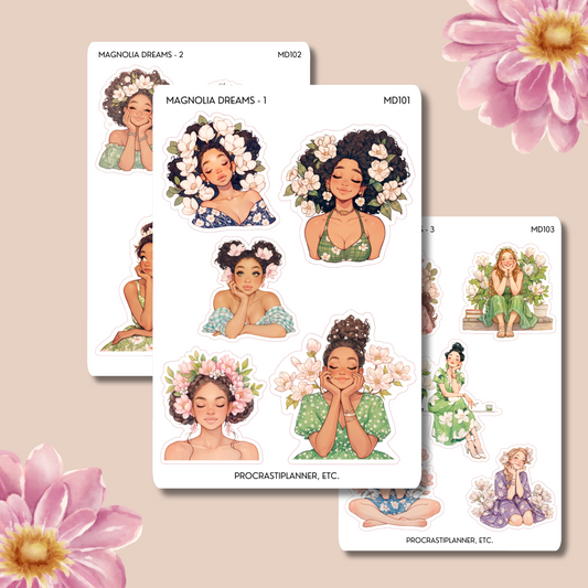 Magnolia Dreams Floral | Seasonal Aesthetic Stickers for Journals and Planners