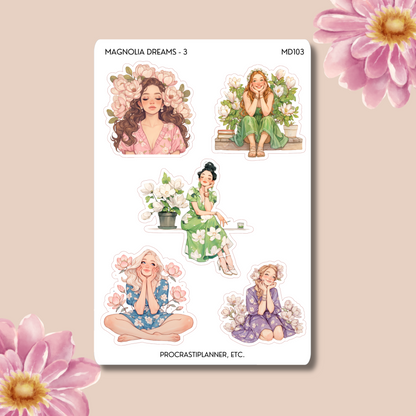 Magnolia Dreams Floral | Seasonal Aesthetic Stickers for Journals and Planners