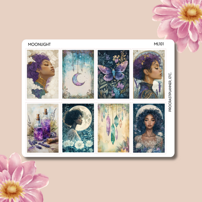 Moonlight - Black Woman Celestial Box Stickers