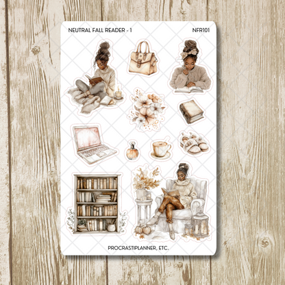 Neutral Fall Reader Autumn Planner Stickers