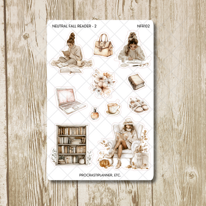 Neutral Fall Reader Autumn Planner Stickers