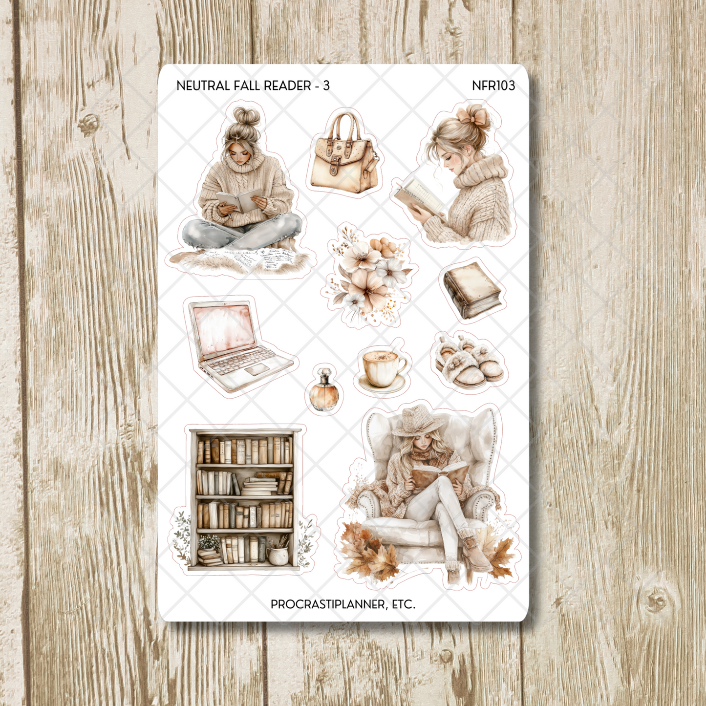 Neutral Fall Reader Autumn Planner Stickers