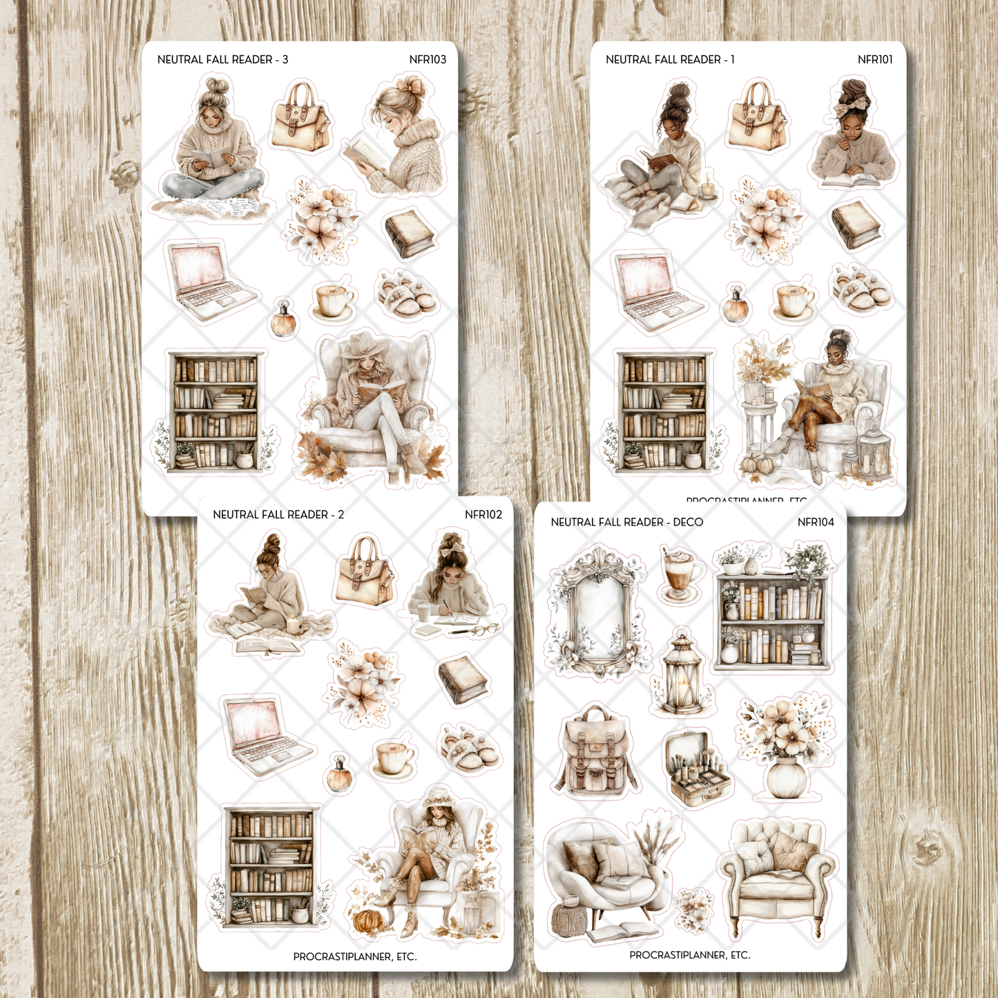 Neutral Fall Reader Autumn Planner Stickers