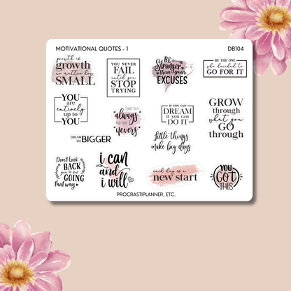 Motivational Quotes 1 Stickers | Inspirational Planner Stickers for Journals, Goals, Productivity & Self Care