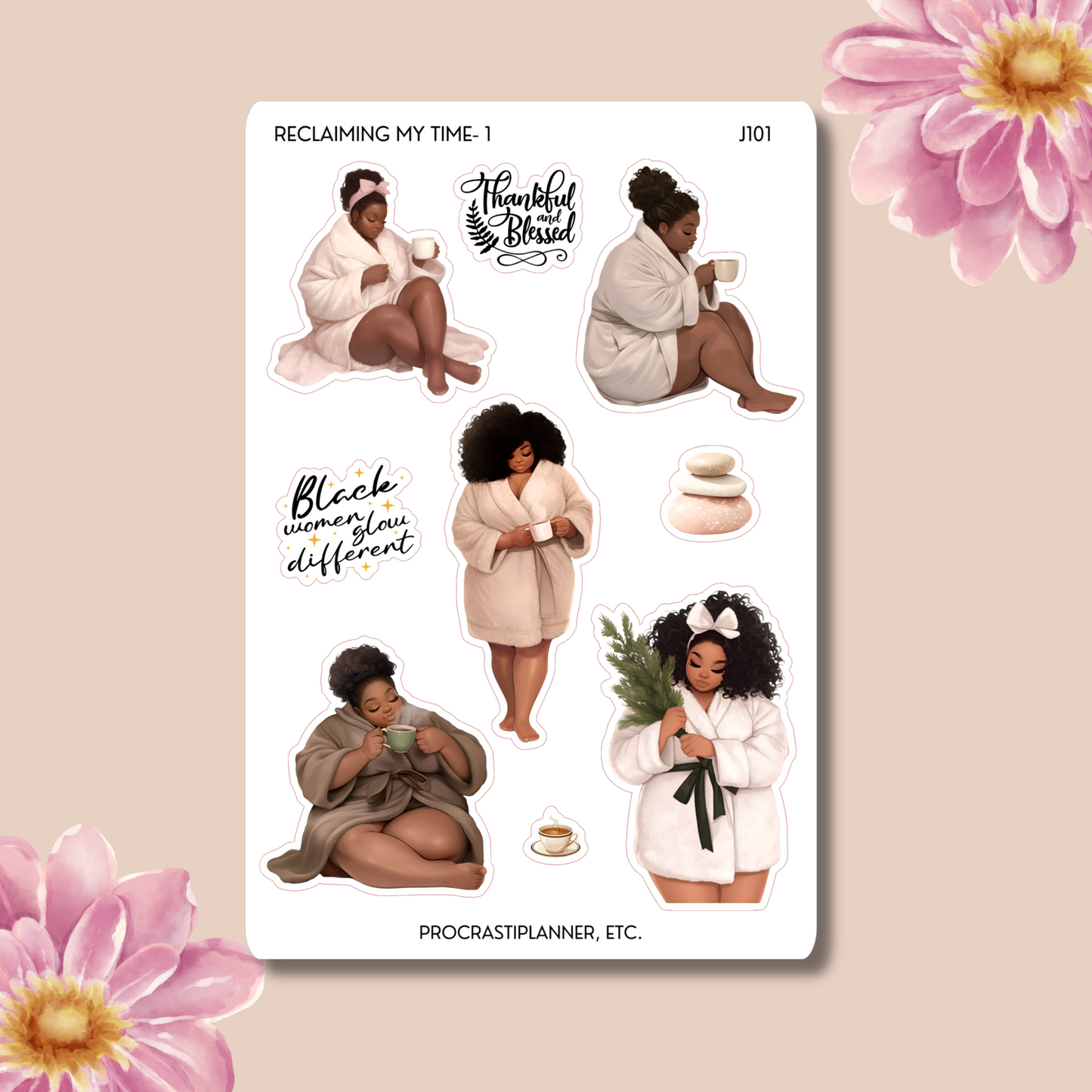 Reclaiming My Time Black Women Planner Stickers