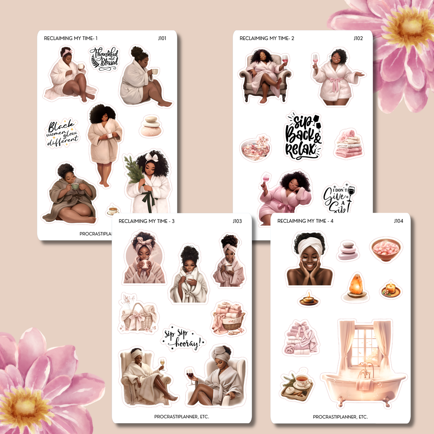 Reclaiming My Time Black Women Planner Stickers