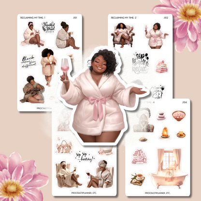 Reclaiming My Time Black Women Planner Stickers