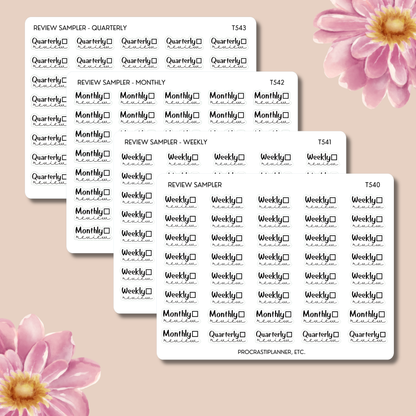 Weekly, Monthly, Quarterly Review Planner Stickers Sampler