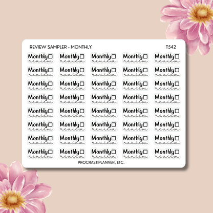 Weekly, Monthly, Quarterly Review Planner Stickers Sampler