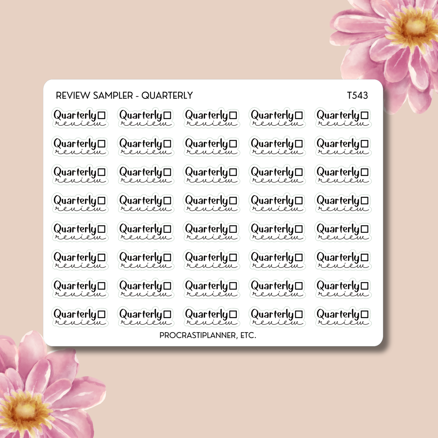 Weekly, Monthly, Quarterly Review Planner Stickers Sampler